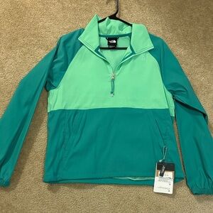 The North Face Green and Aqua Quarter-Zip Jacket